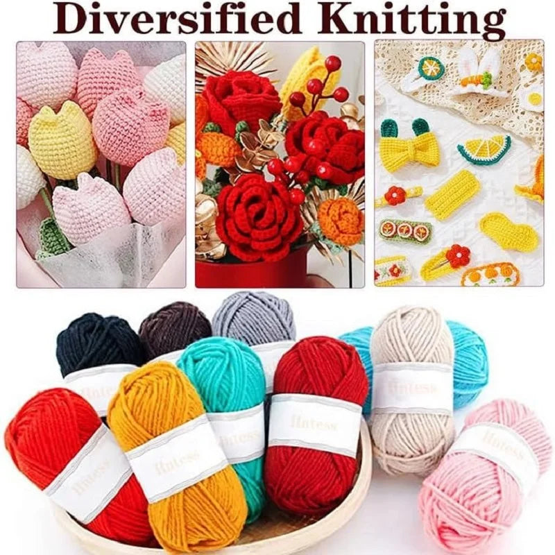 59-Piece Portable Crochet & Knitting Kit with Hooks, Yarn, and Storage Bag