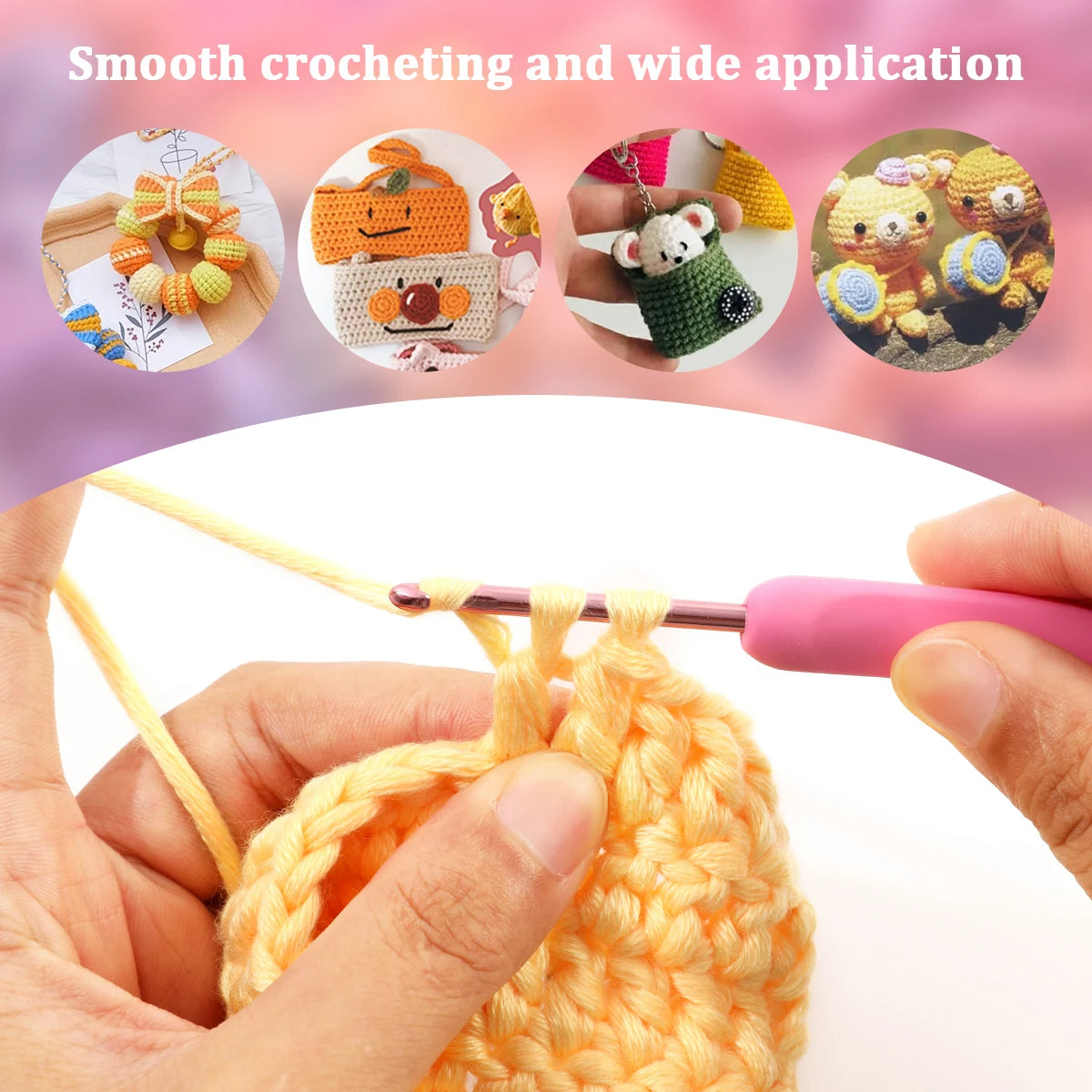 Pink Crochet Hook Set 2.0mm to 6.0mm