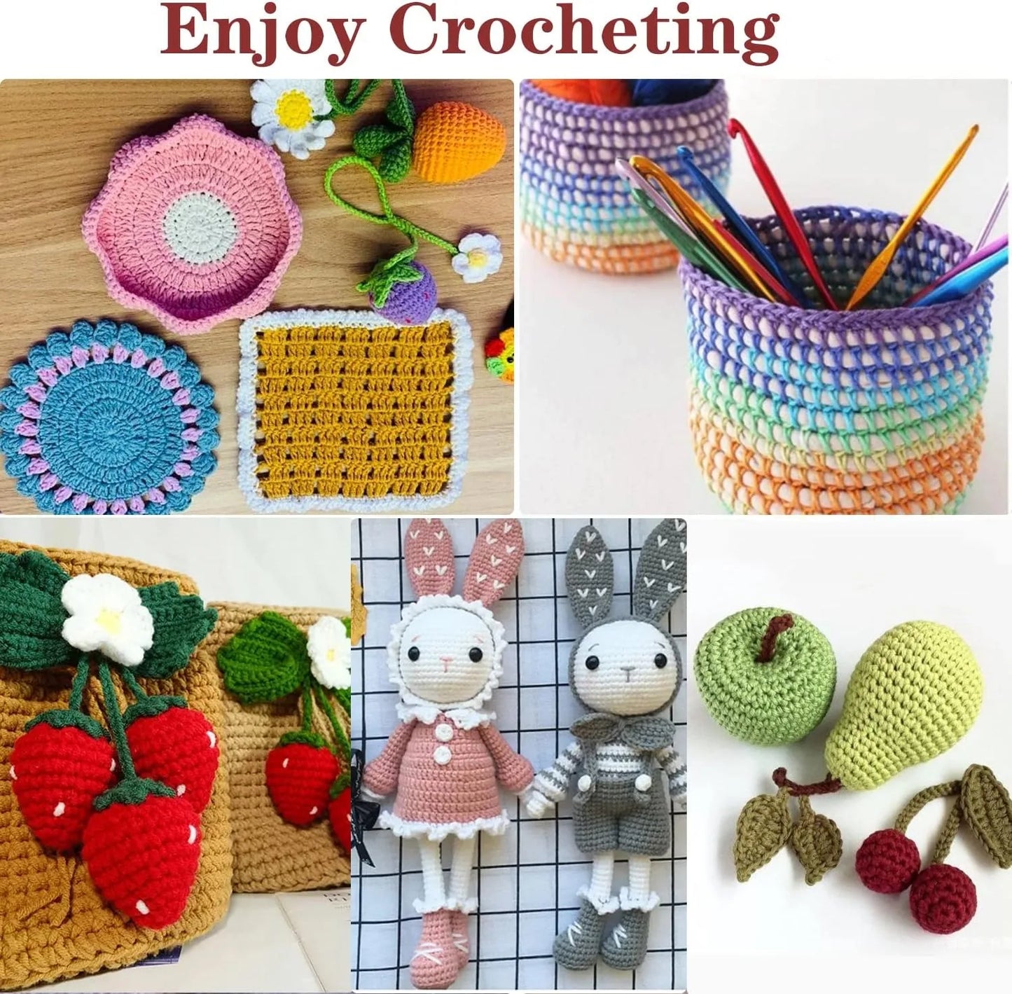 59-Piece Portable Crochet & Knitting Kit with Hooks, Yarn, and Storage Bag
